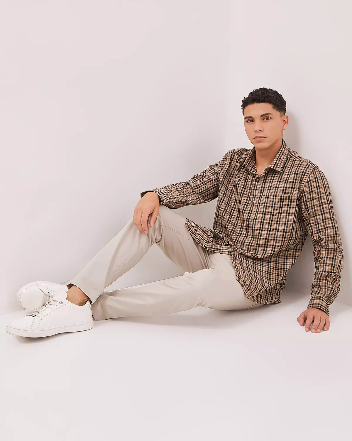 MEN'S BROWN LONG SLEEVE SHIRT