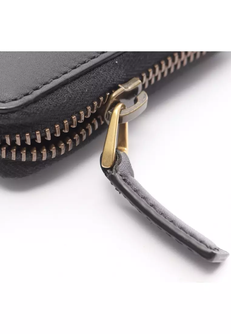 Pre-Loved Gucci snake round zipper long wallet leather black