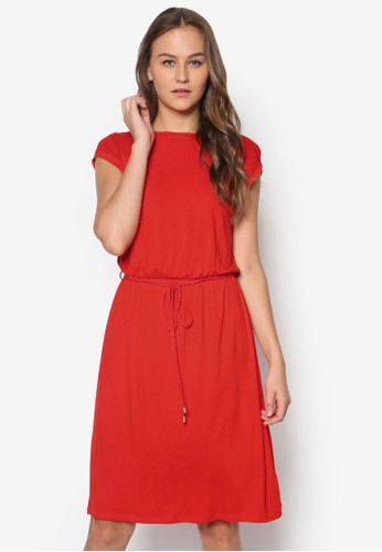 Red 'Vzalora 折扣碼' back midi dress, 服飾, 服飾