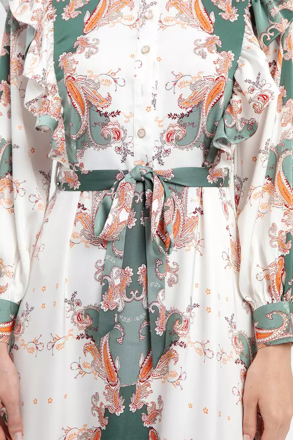 MINIMAL - Kamelia - Gaun Motif Paisley - Green Warna Green