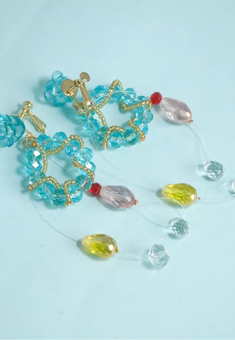 Summer fresh and sweet tassel rose earrings K062408