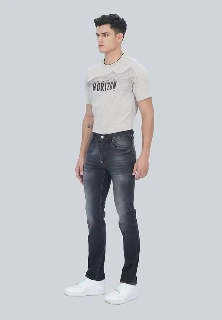 LGS - Celana Panjang Jeans Pria - Washed Black - Hitam - Slim Fit - JPF.579.PS109.A688.C