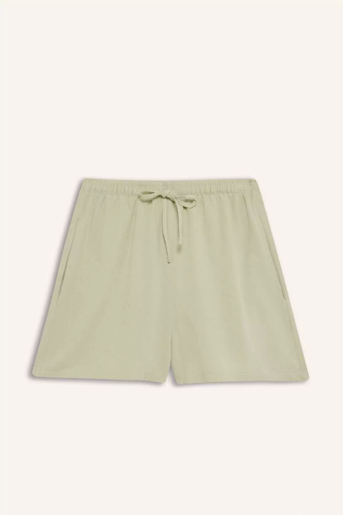 Normal Elastic Waist Pocketed Linen Blend Shorts F3181Ax25Sm