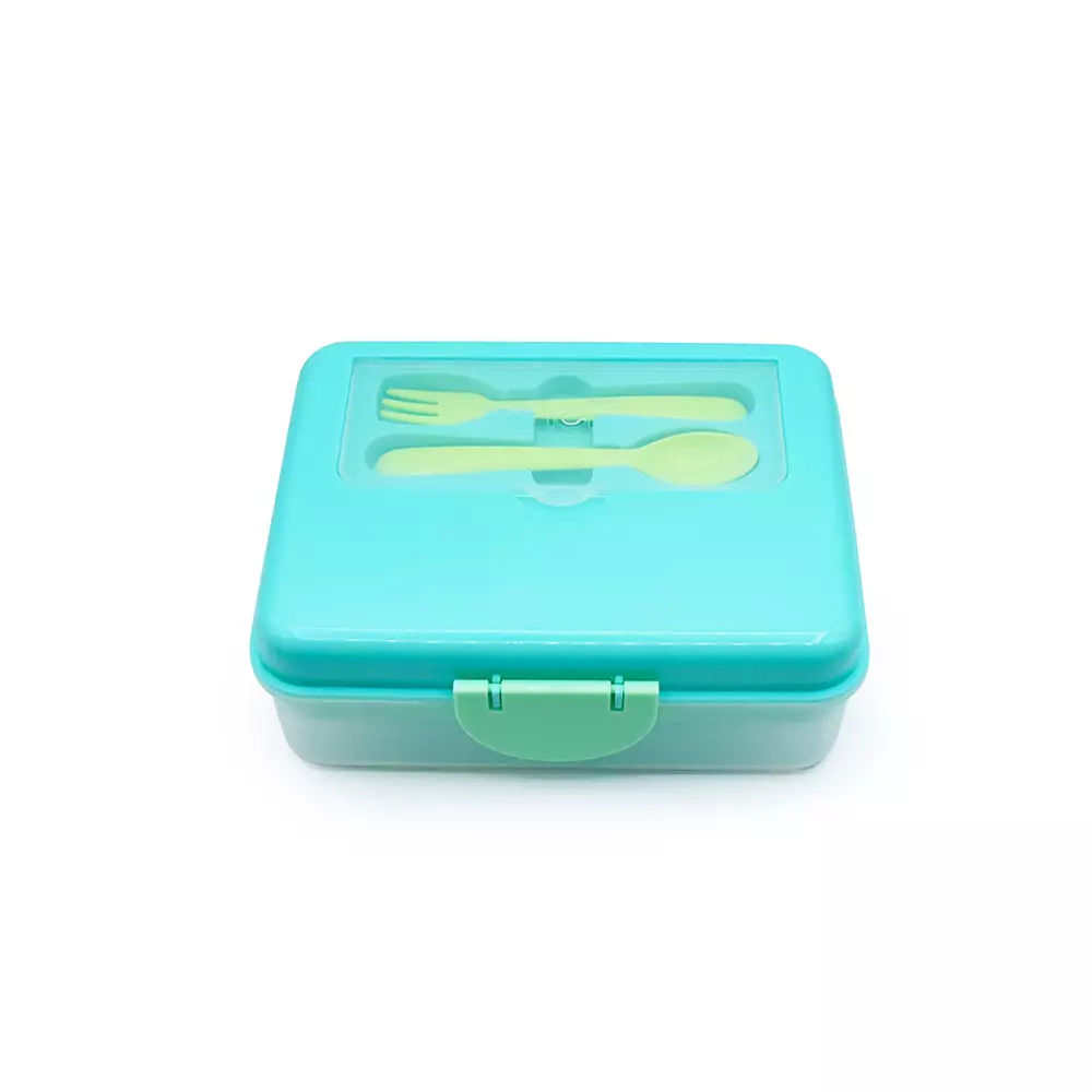 Melii Baby 2 Tier Bento Box Blue - tempat makan anak dengan sendok garpu