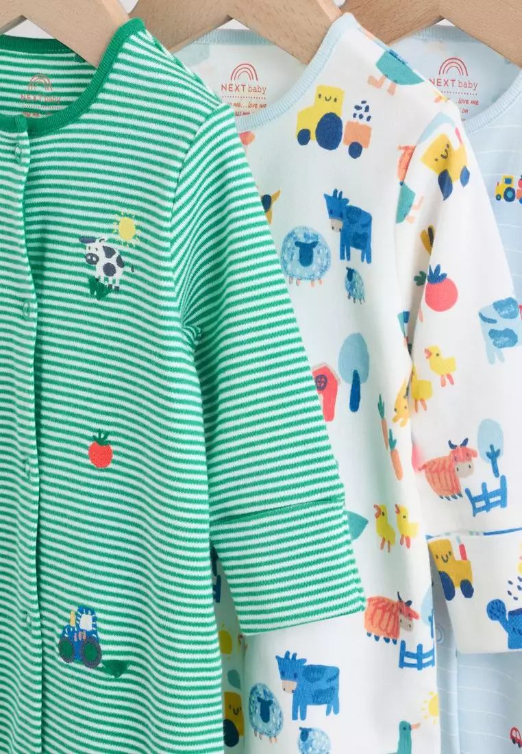 3 Pack Baby Sleepsuits