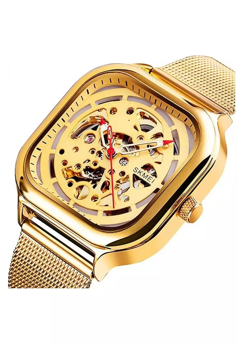 Jam Tangan Casual Mechanical Pria Automatic Movement Strap Tali Material Stainless Steel NX89 ORIGINAL