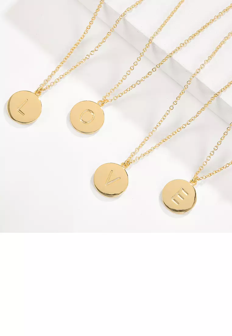 Circle pendant necklace with letter shop