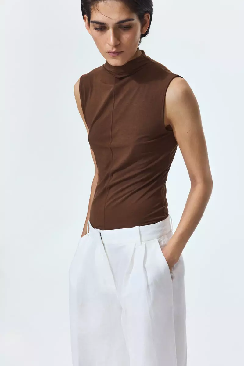 Modal-blend turtleneck top