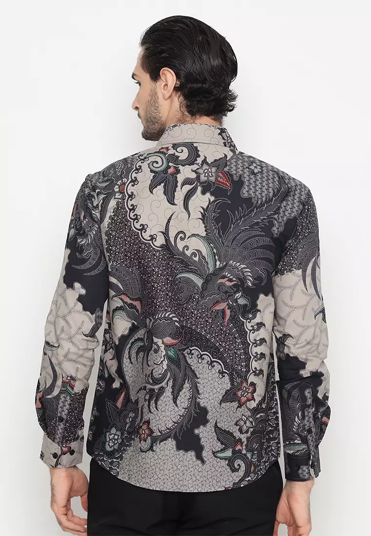 Kemeja Batik Pria Slimfit Adiwijaya - Grey