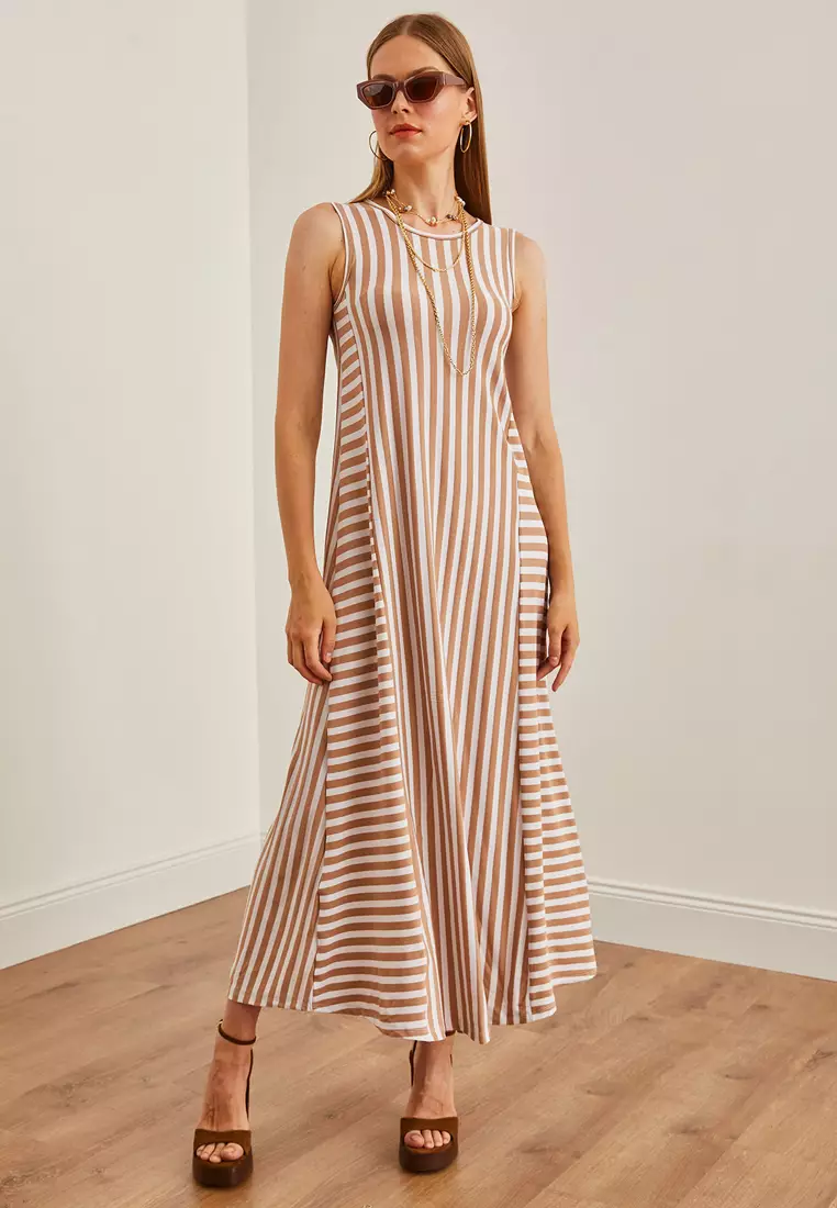 Striped Midi Casual Dress