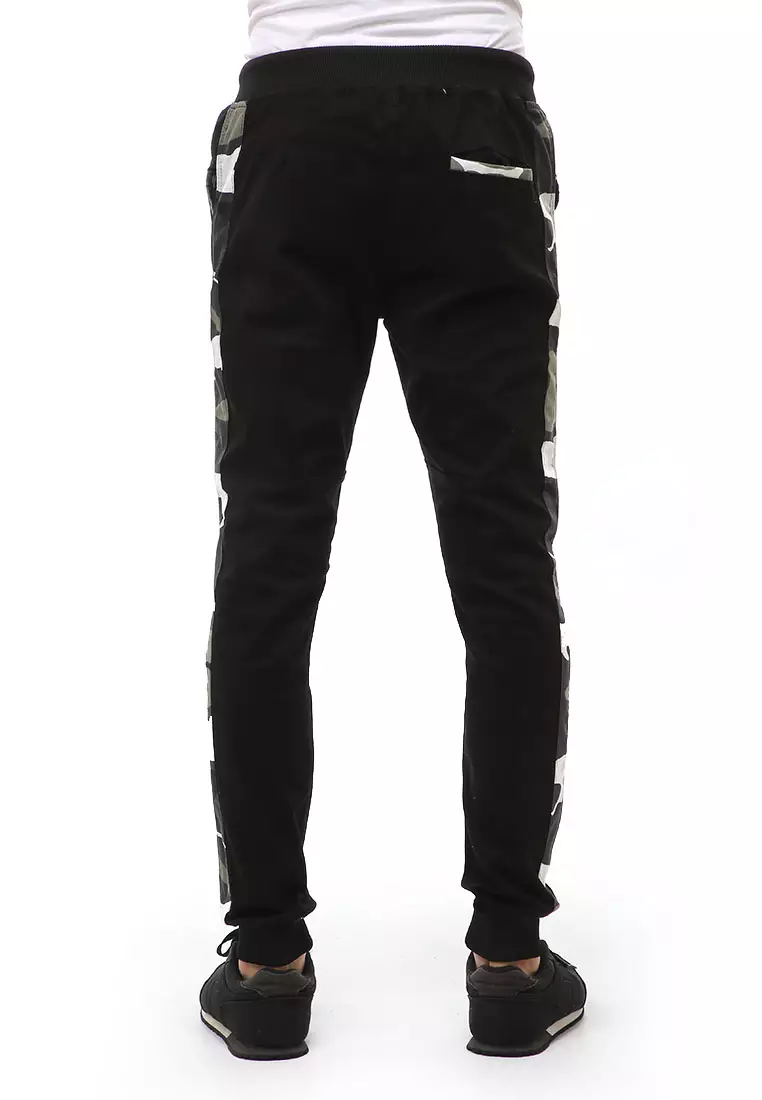 Locko Long Pants Celana Jogger Pria Long Side List Army Material Cotton Twill ORIGINAL - Black