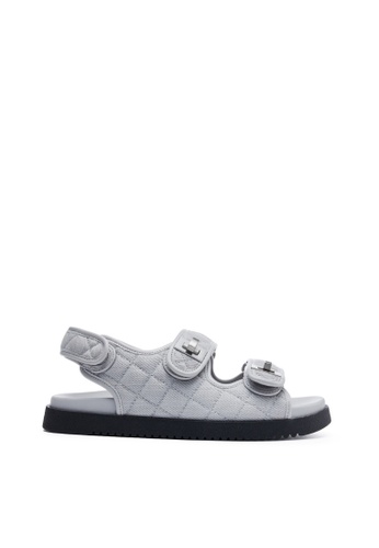 House of Avenues grey Ladies Quilted Chunky Sandal 5704 Grey 447FDSH26E7F8AGS_1