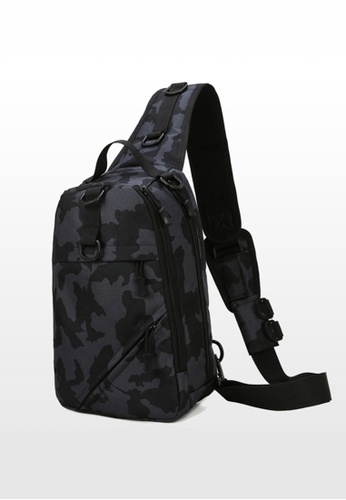 Lara black Men's Multi-functional Cross-body Bag Chest Bag - Black Camouflage 635B5AC4B93EA4GS_1