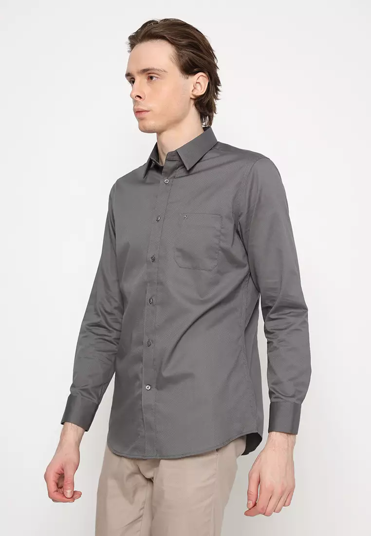 Jobb Geronimo Kemeja Pria Lengan Panjang Slim Fit Dark Grey