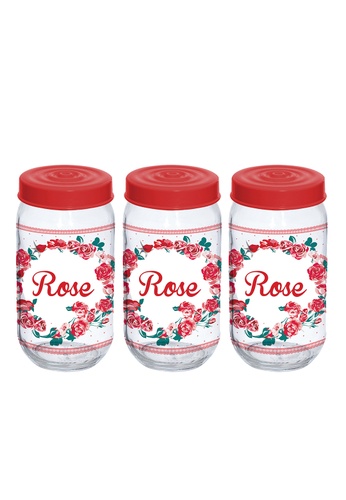 Herevin Herevin 3 Pcs 1000ML Decorated Canister Set / Storage Jar Set / Cookies Container Set - Fiore BD513HLC9F259CGS_1