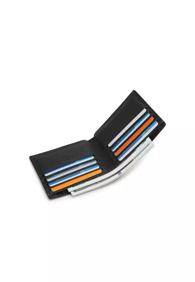 Men's Genuine Leather RFID Blocking Fortune Wallet (Genuine 皮具錢包) - 黑色