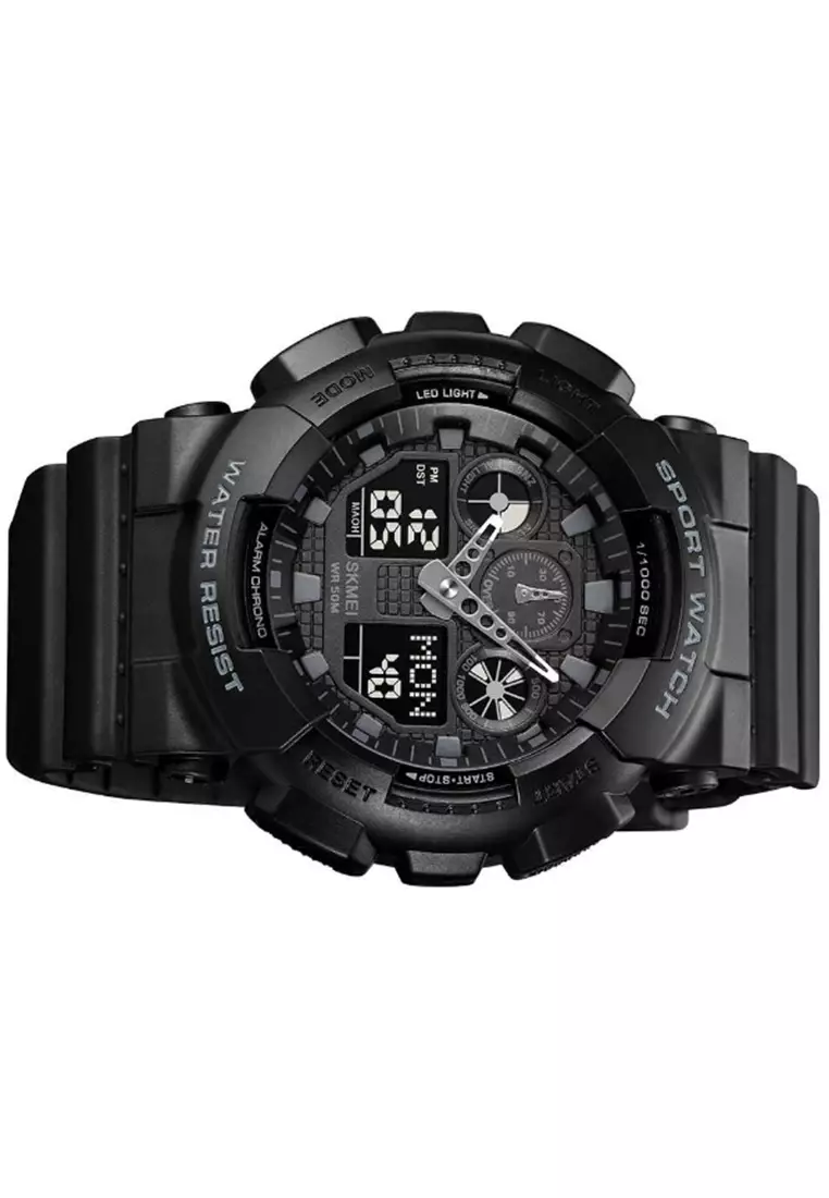 Jam Tangan Analog Digital Pria Waterproof Many Function Strap Tali Material PU Silicone GN26 ORIGINAL