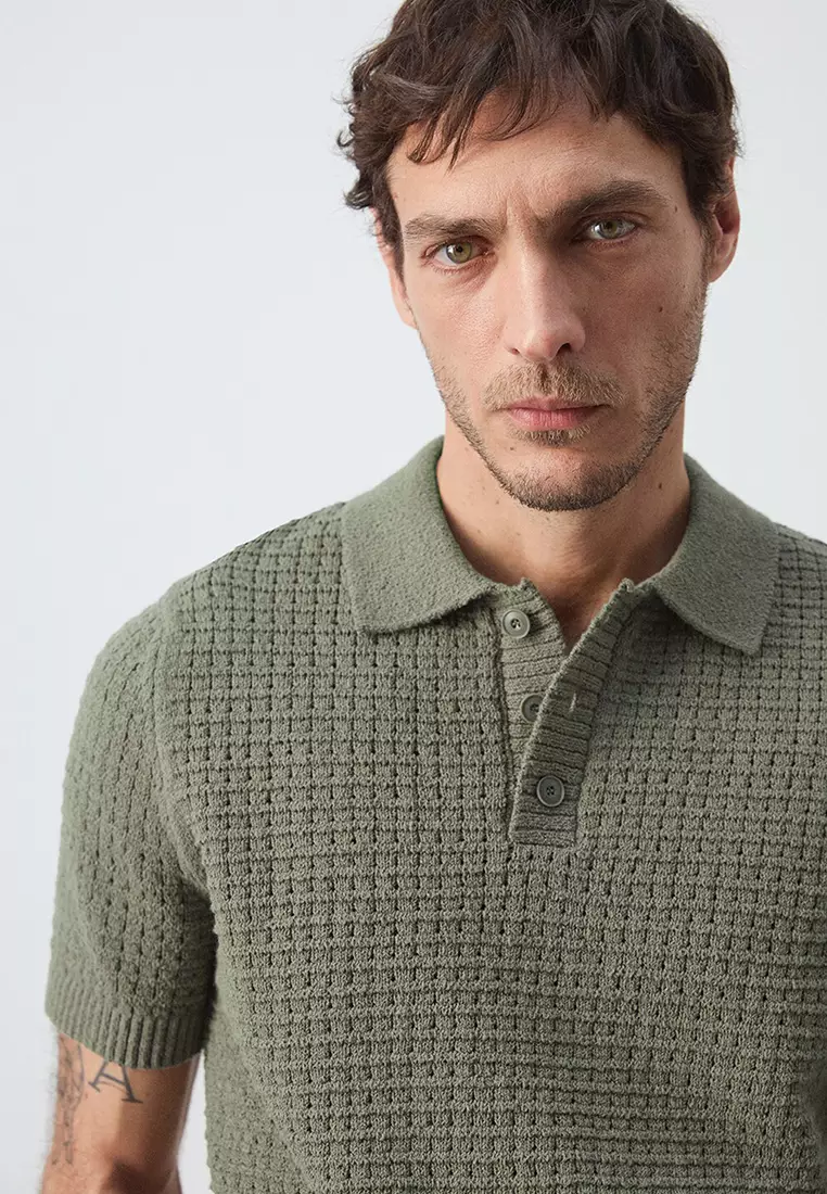 Waffle Knit Polo Shirt