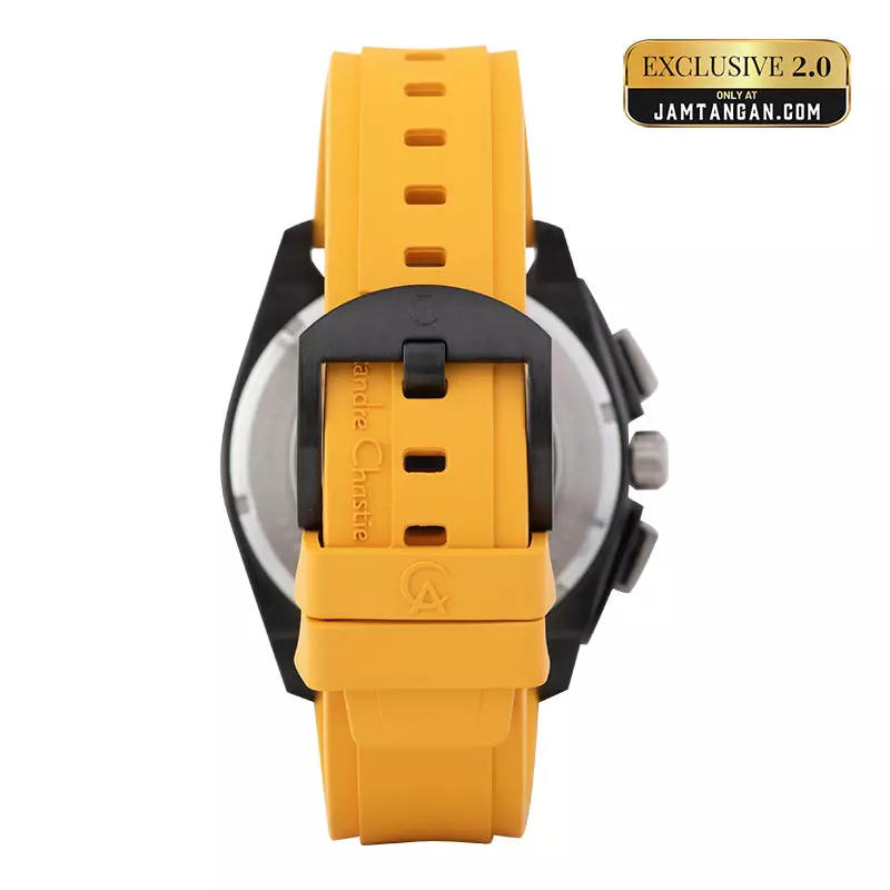 Jam Tangan Pria Alexandre Christie Chronograph AC 6612 MC RTBBAYL Men Yellow Rubber Strap Exclusive at Jamtangan.com