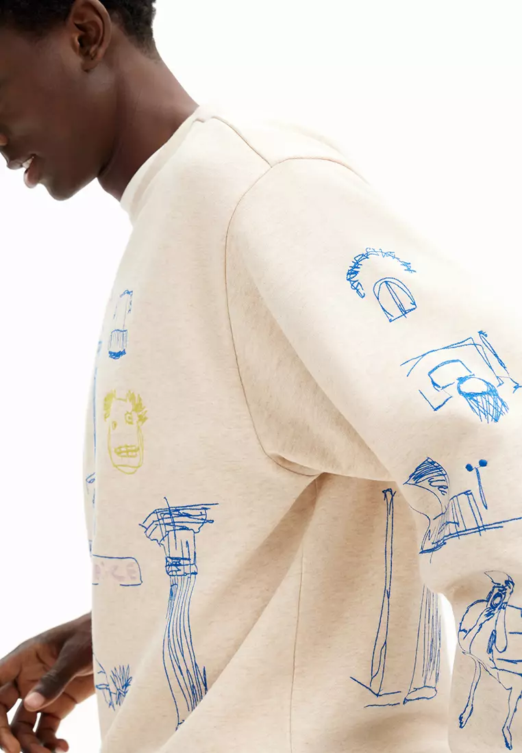 Desigual Man Sweatshirt with illustration design.