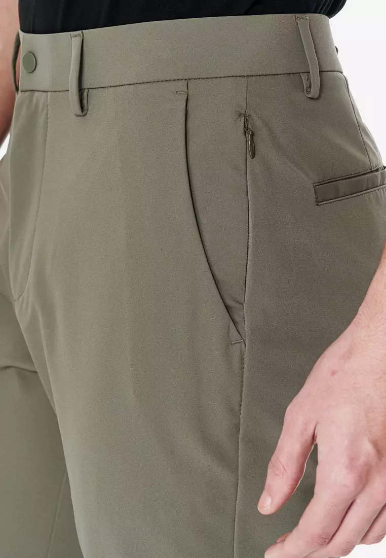 Khaki Green Slim Fit High Stretch Trousers