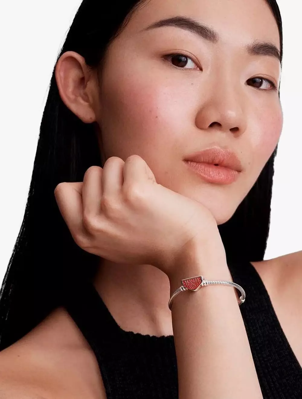 Project Red snake chain sterling silver bracelet with red enamel