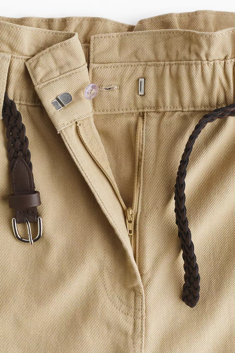 Belted twill shorts