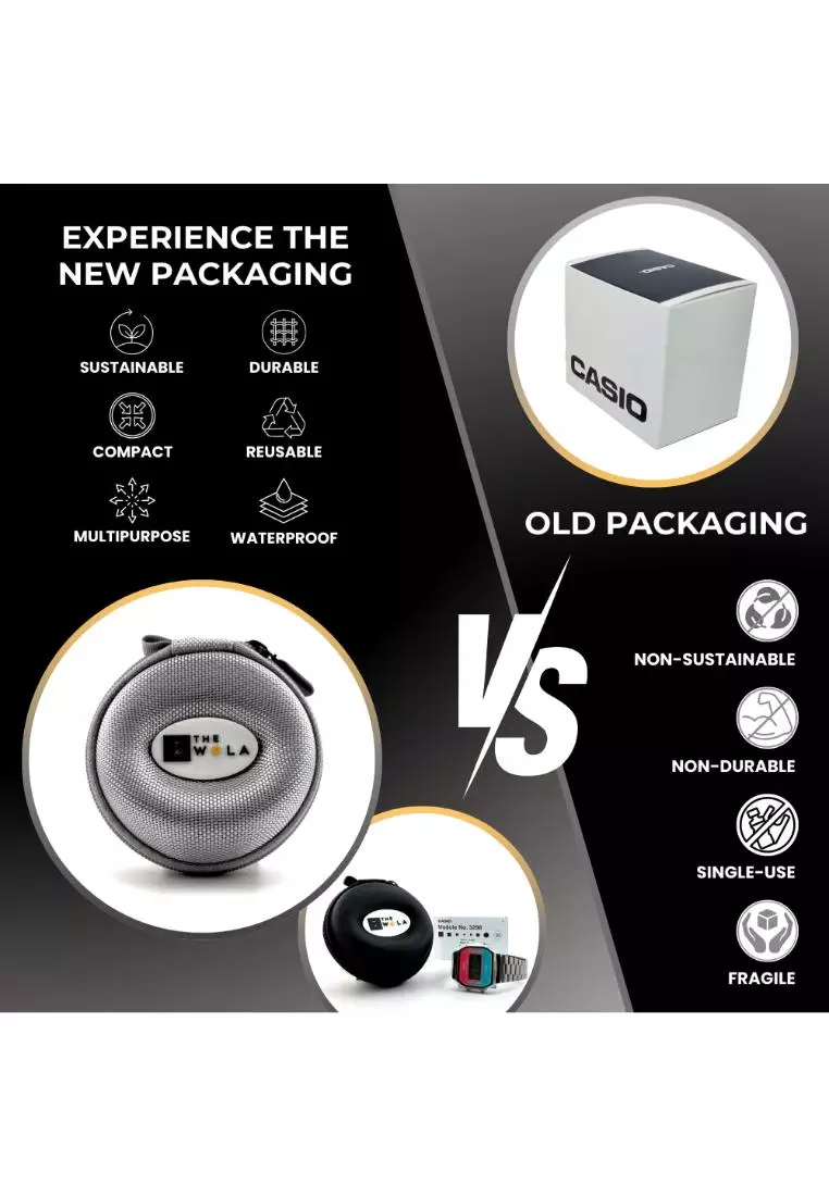 W-220HF-3AV Men Digital Sports Watch Green Leather Band