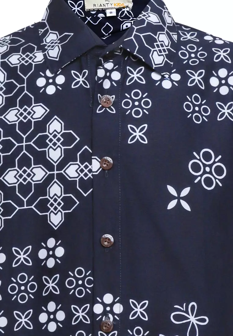 Hem Anak Batik Laki Laki Lengan Pendek Saptha Navy