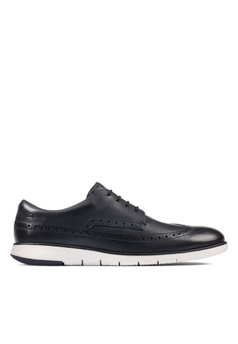 Clarks Helston Limit Leather Shoes in Navy