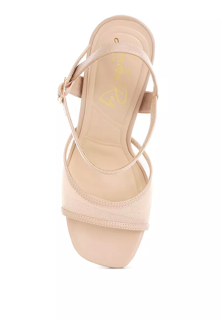 Square Toe Stiletto Heels in Beige