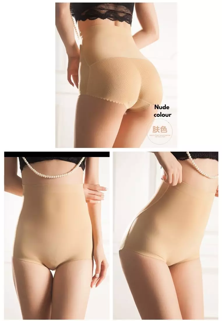 2 Pack Karla Butt Lifter High Waisted Panties Seamless Padded Underwear Hip Pads Enhancer Panty in Nude