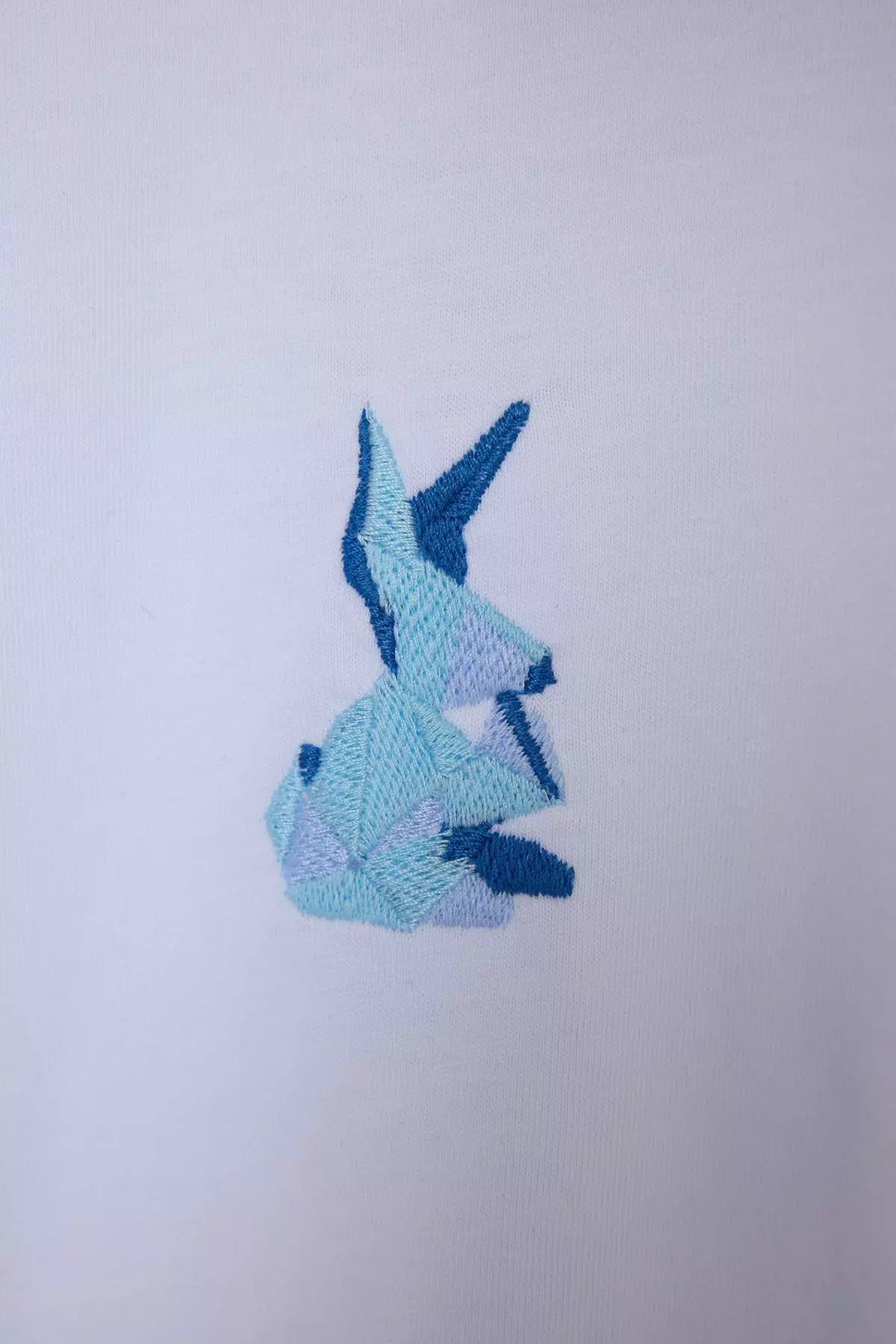 Unisex White Oversize/Wide Cut Rabbit Embroidered 100% Cotton T-Shirt Tmnss23Ts00243