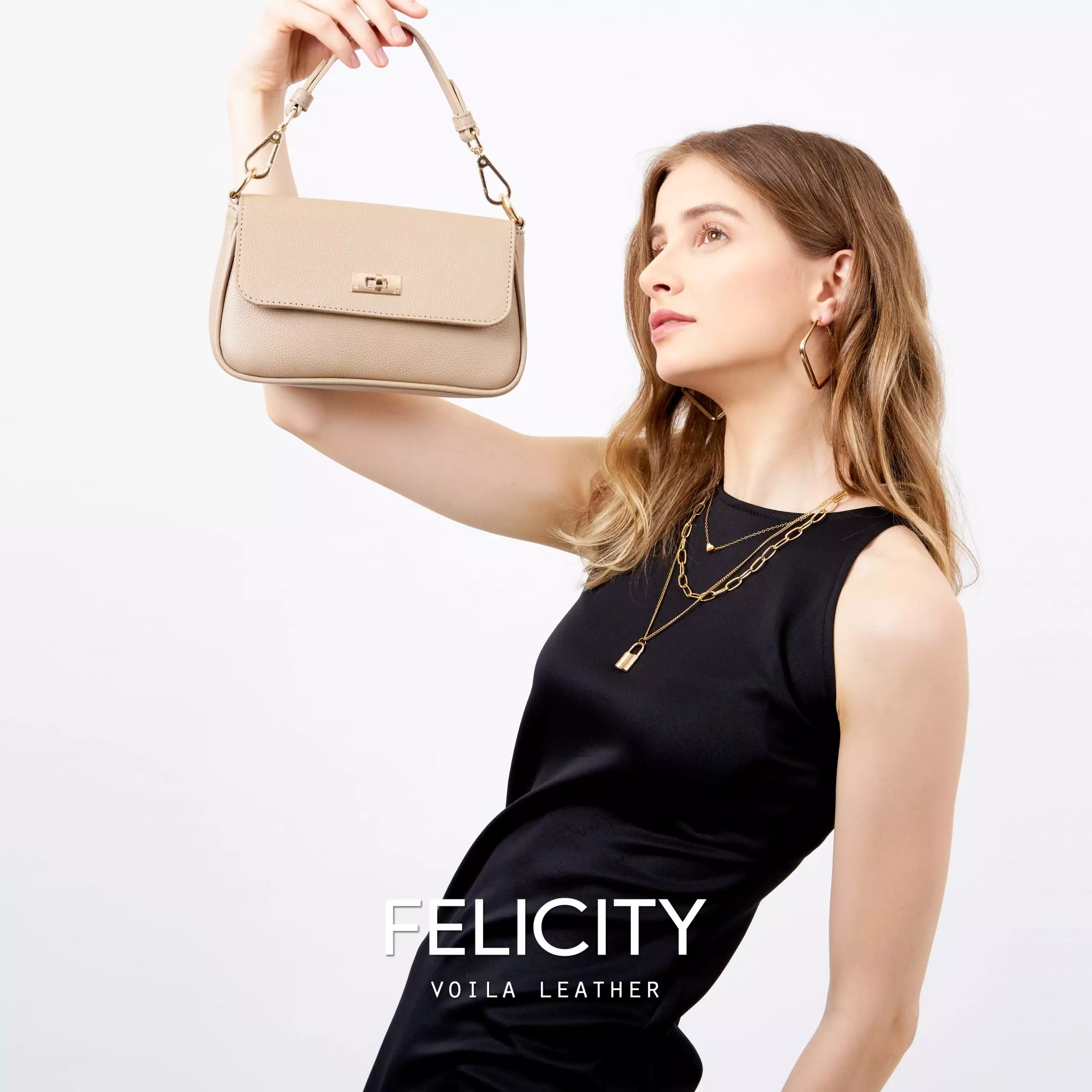 Tas Selempang Kulit Asli Voila Felicity Nude
