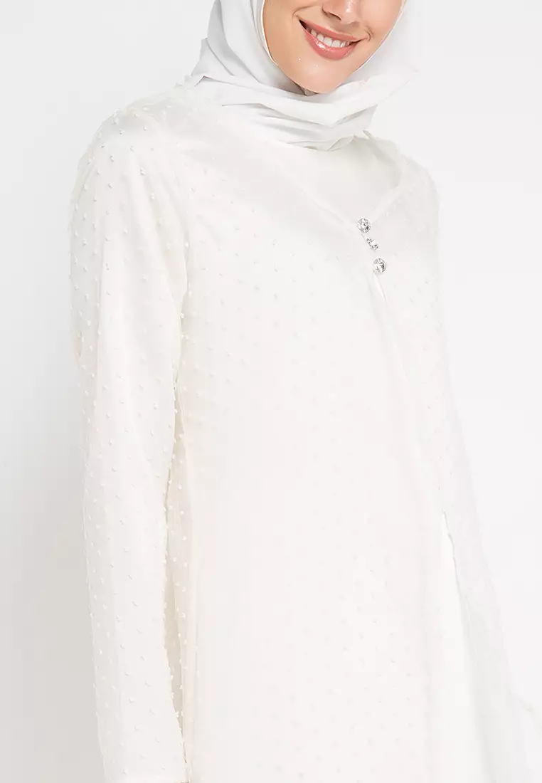 Mitzi Two Layer Dress In Cream Fancy Net