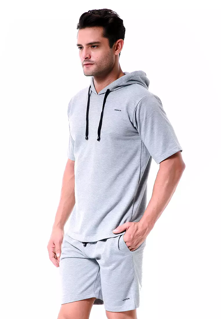 Vincent Setelan Hoodie Pria Sweatshirt Set Casual Motif Polos Material Baby Terry ORIGINAL - Gray