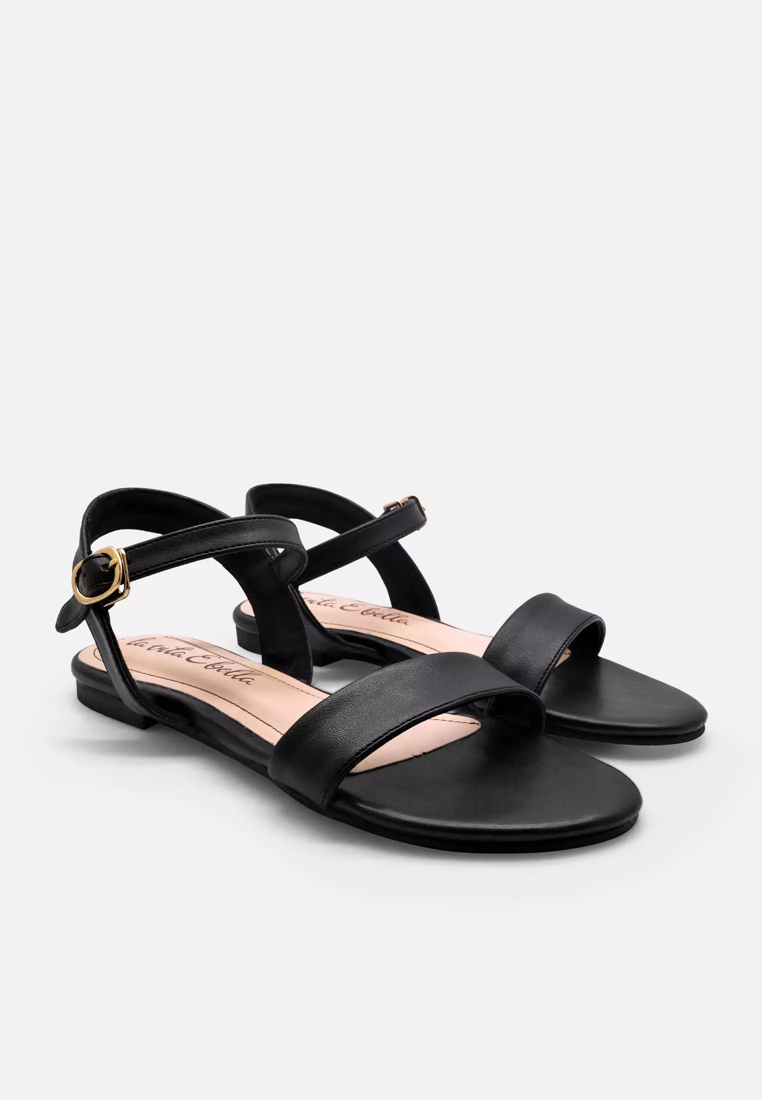 Lucy Ankle Strap Sandal Flat Wanita Vegan Leather