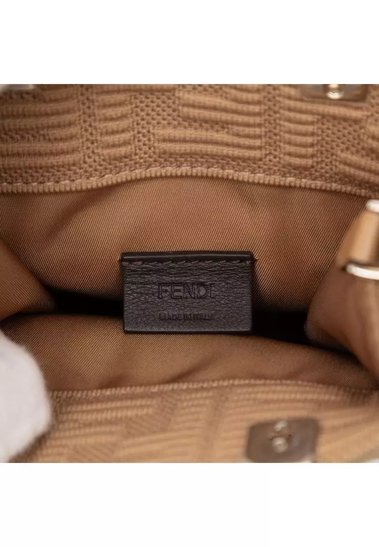 二手 Fendi Mini Zucca 壓花科技布料陽光購物手提包