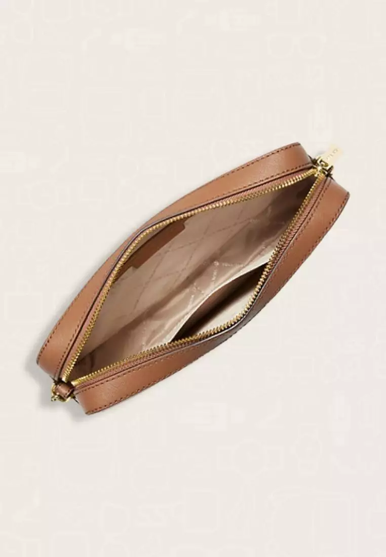 Michael Kors Jet Set Large Printed Logo Crossbody Bag Vanilla