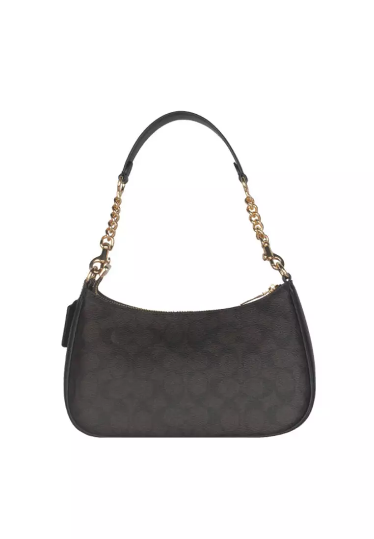 Women's Walnut-Black Shoulder Crossbody Handbag