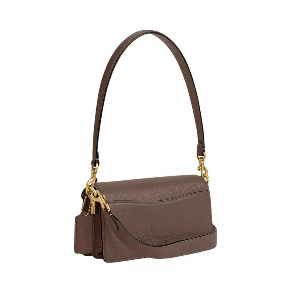 Tabby 20 Polished Leather Shoulder Bag Dark Stone