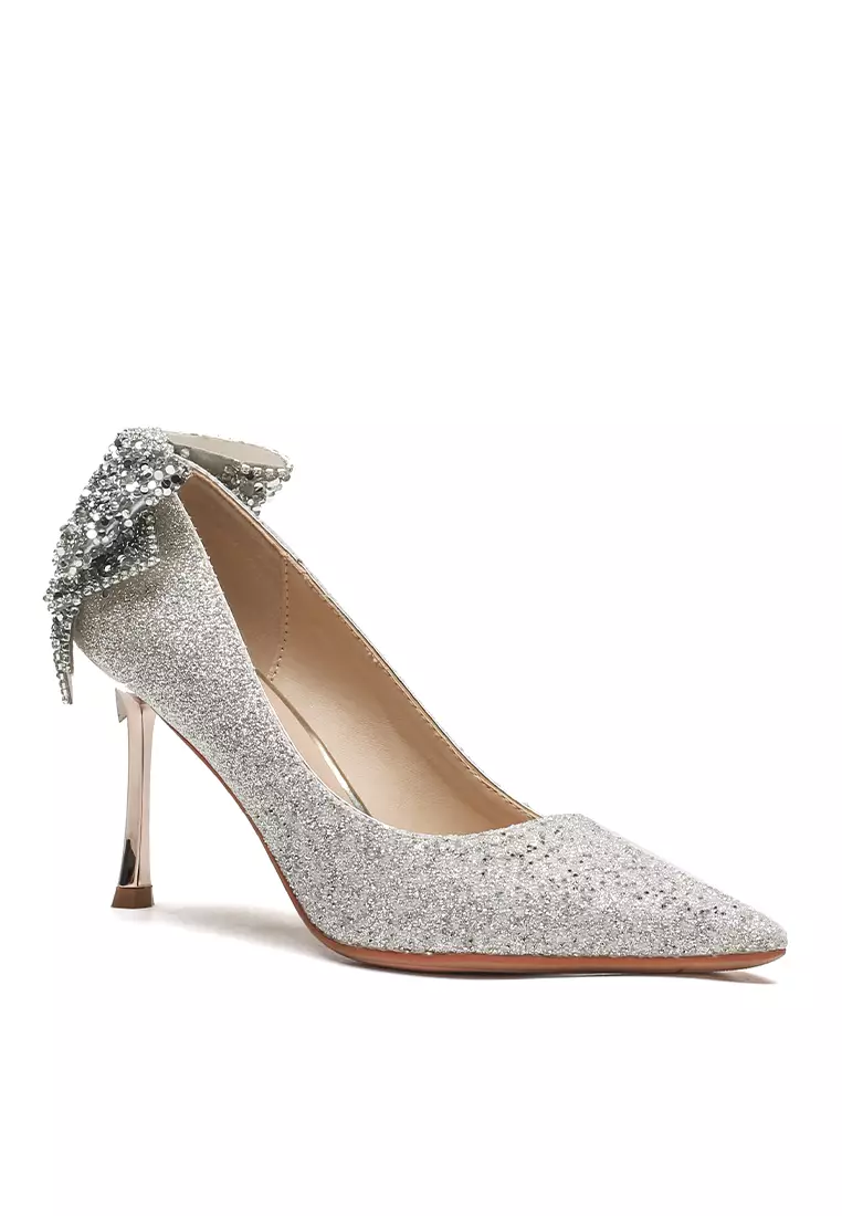 8CM Rosette Glett Leather High Heels Shoes IF855-1