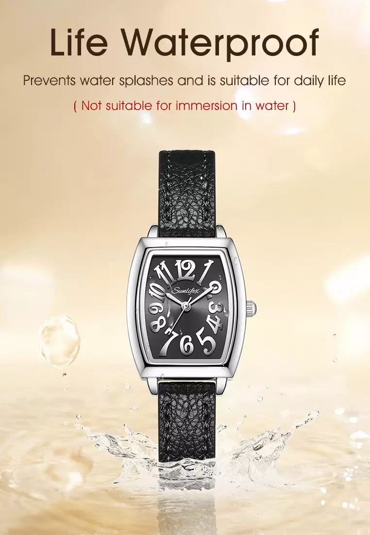 Jam Tangan Wanita Simple Original Korea Tali Kulit Anti Air Jam Tangan Cewek black