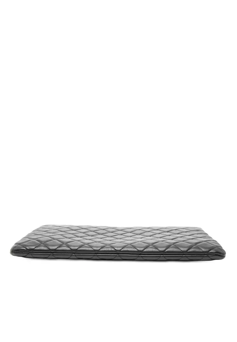Pre-Loved Chanel Large Quilted Lambskin Double Stitch O Case Clutch