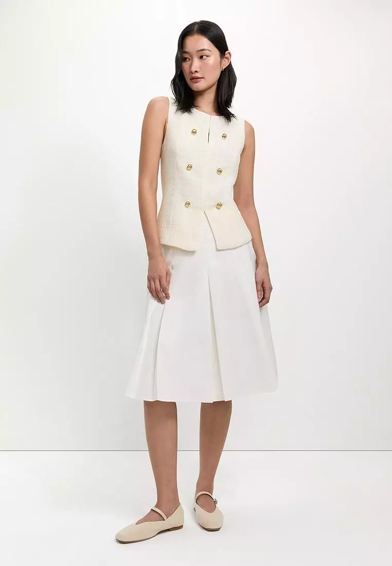 Tweed Front Slit Vest