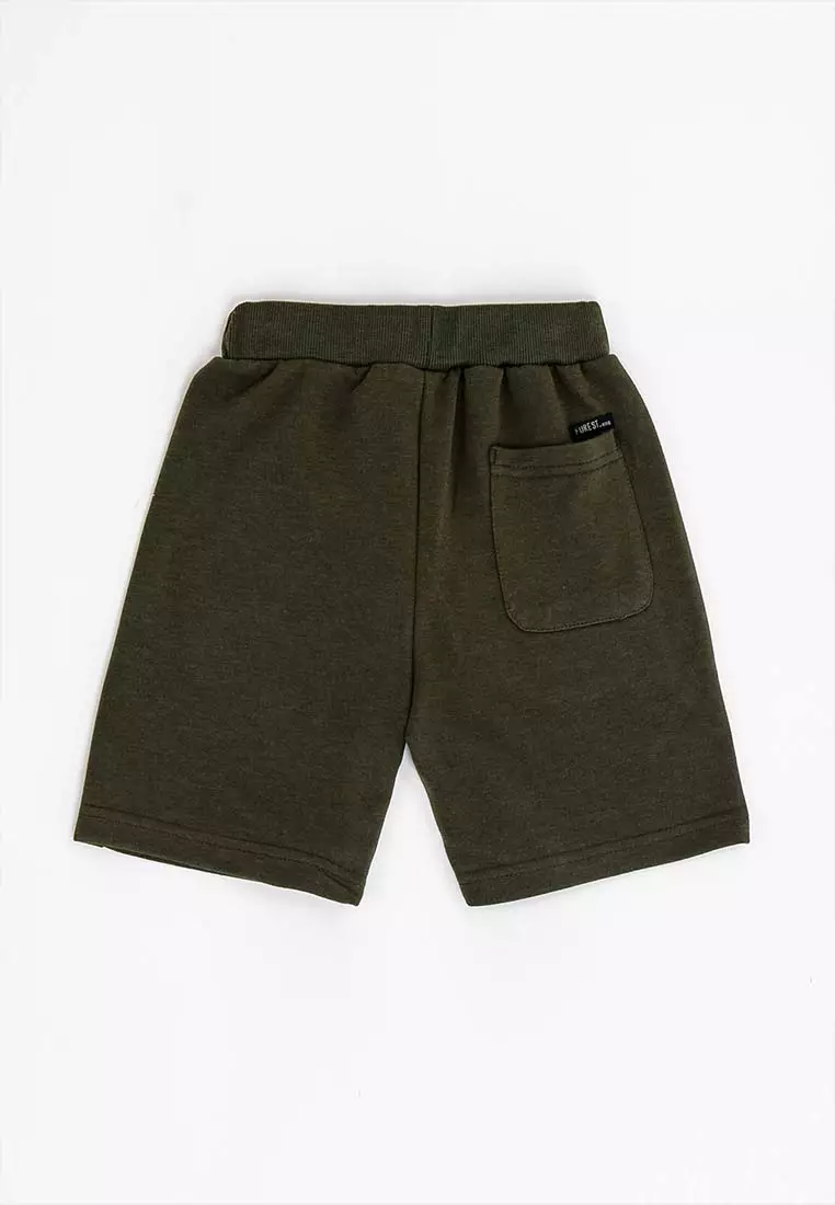 Forest Kids Unisex Cotton Terry Boy Girl Short Pants Kids l Seluar Pendek Budak Lelaki Perempuan - FK6504 - 45DkOlive
