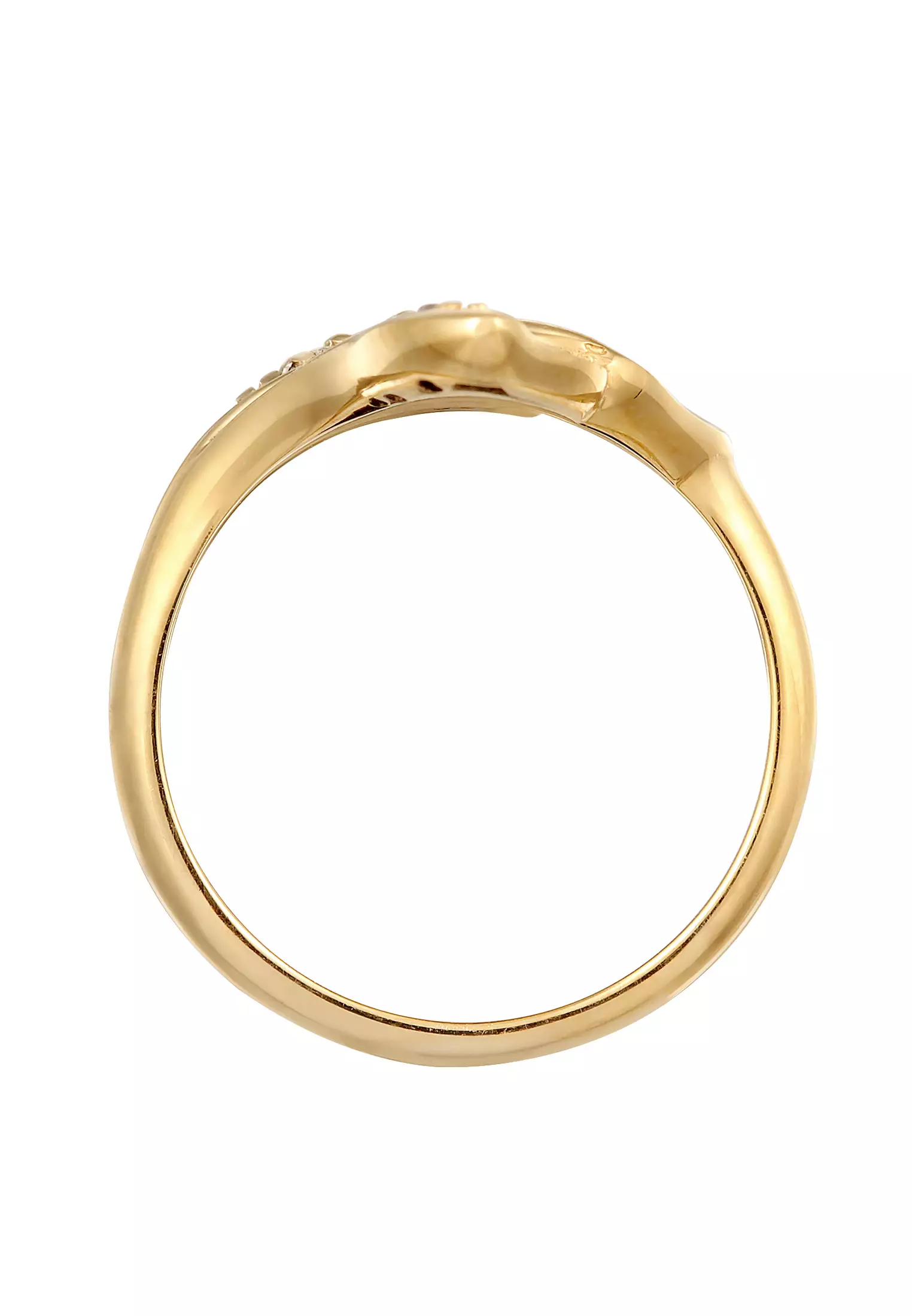 Ring Statement Leaves Organic Design Zirconia Gold Plated