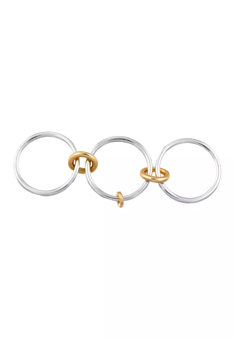 Cincin Perhiasan Perak 925 Wanita Circular Bicolor