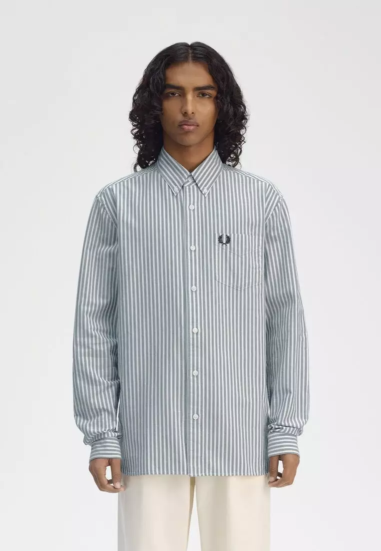 Buy Fred Perry Fred Perry M6574 STRIPE OXFORD LONG SLEEVE SHIRT