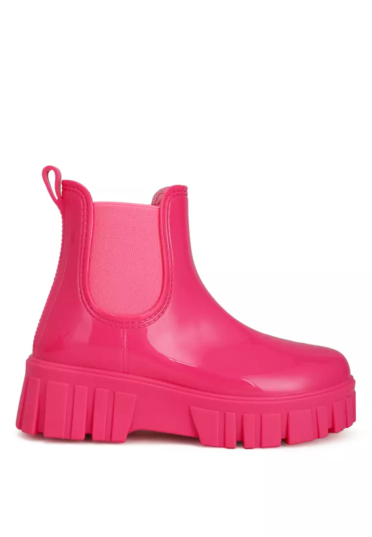 Chunky Chelsea Rain Boots In Fuchsia